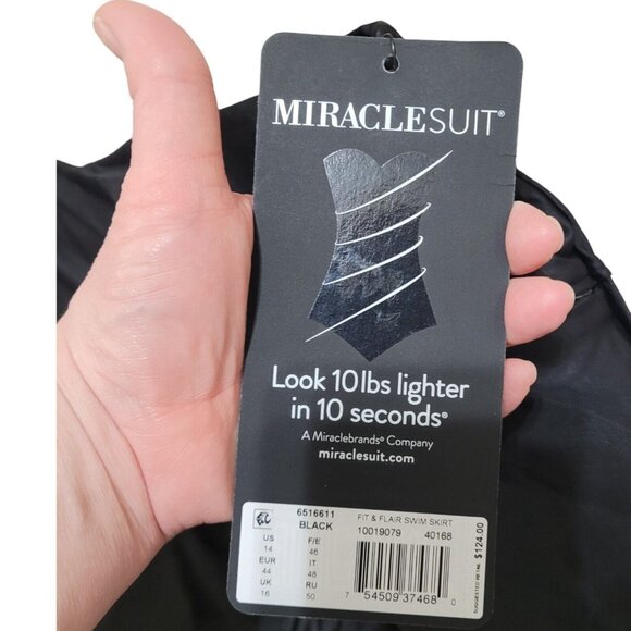 NEW Miraclesuit Tummy‎ Control Black Fit & Flare Flair Swim Skirt Pocket Size 14 - Picture 5 of 13